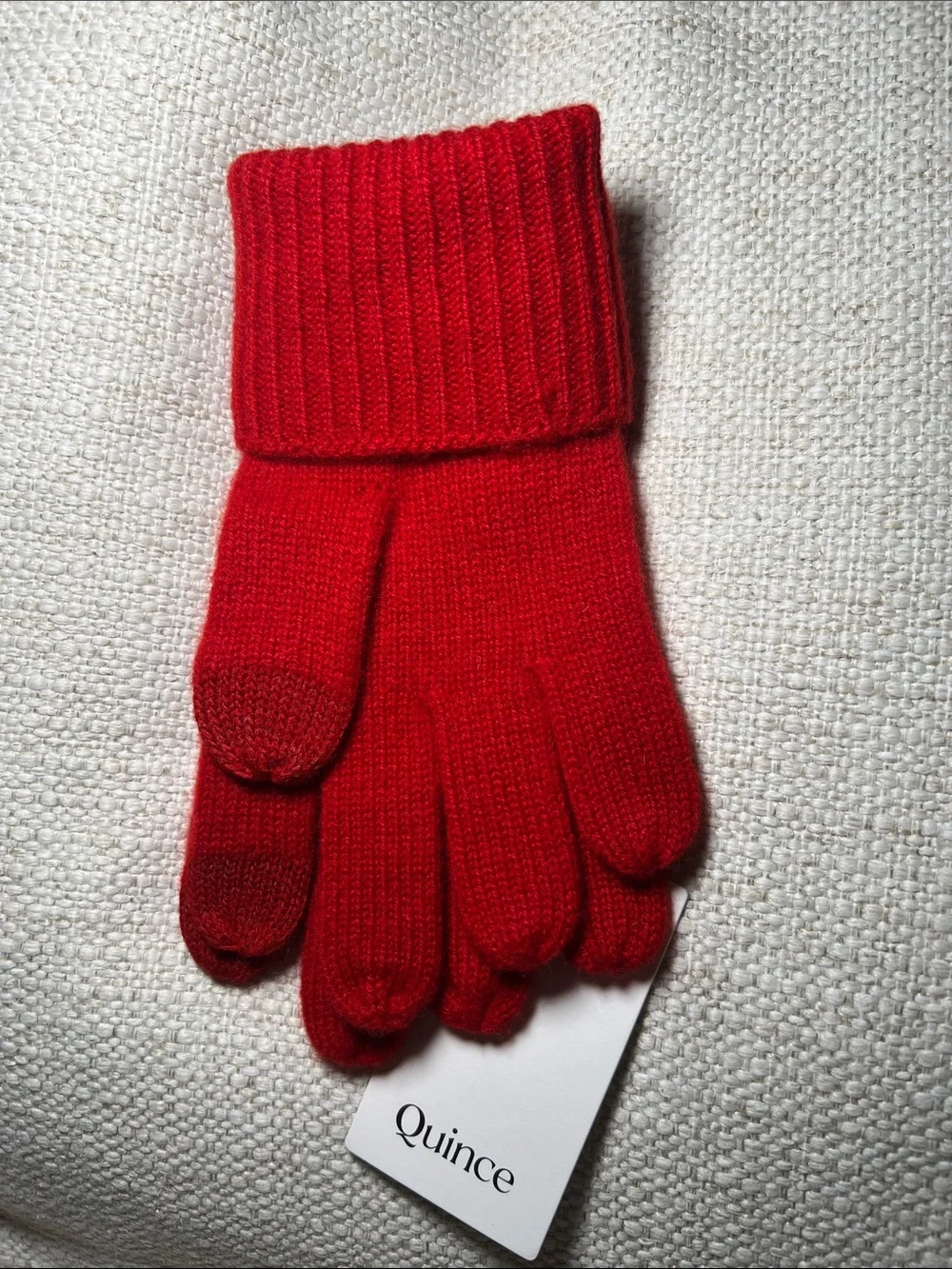 Red Knit Cashmere Gloves - Unbranded